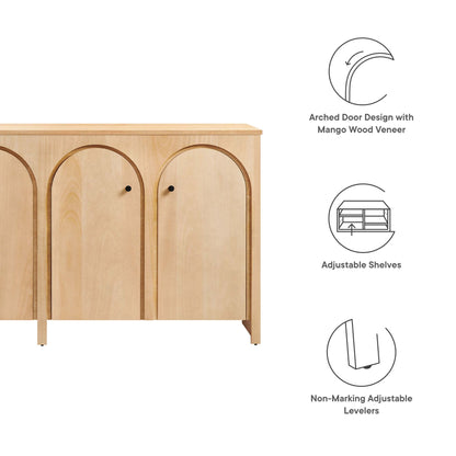 Appia Wood Grain 4-Door Sideboard Storage Cabinet by Furniture For America