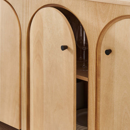 Appia Wood Grain 4-Door Sideboard Storage Cabinet by Furniture For America