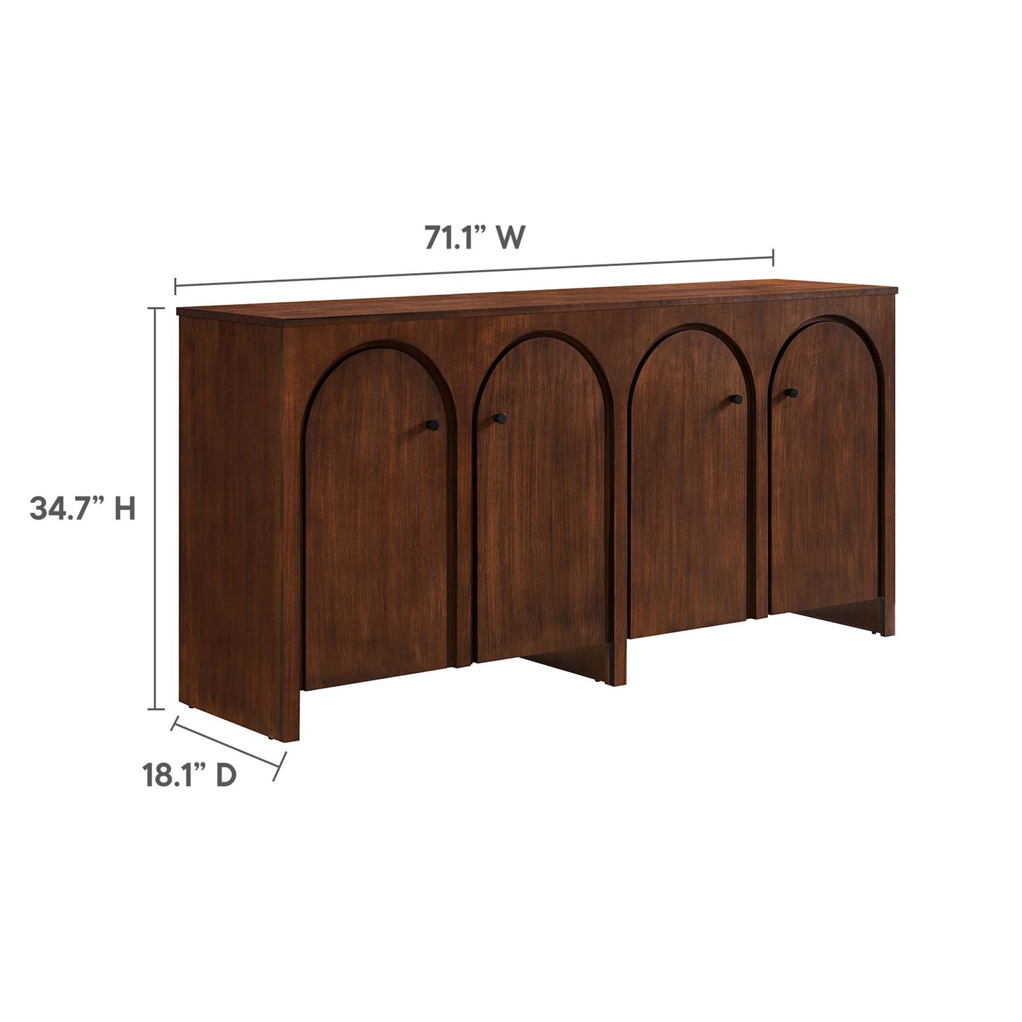Appia Wood Grain 4-Door Sideboard Storage Cabinet by Furniture For America