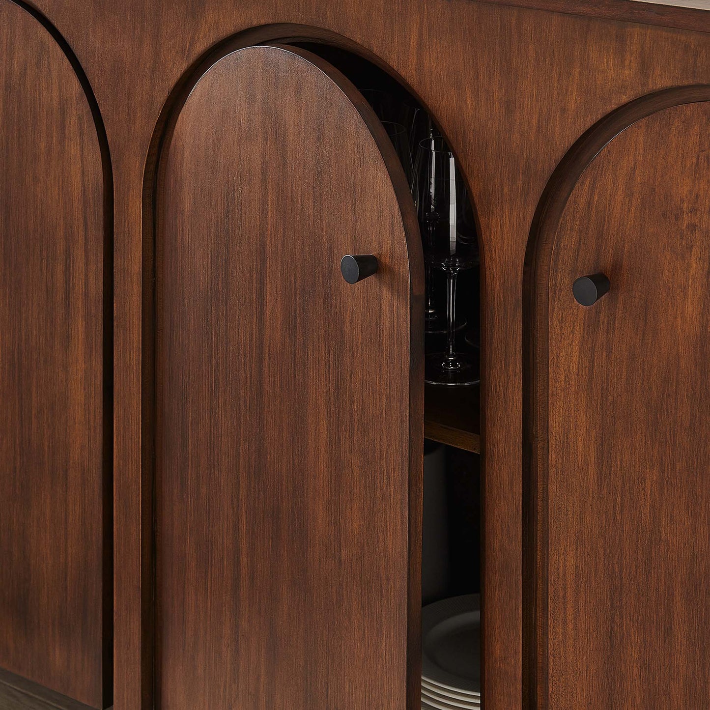 Appia Wood Grain 4-Door Sideboard Storage Cabinet by Furniture For America