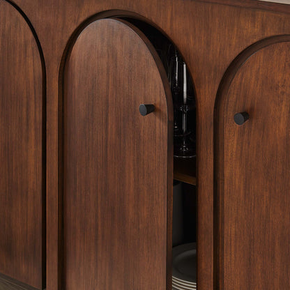 Appia Wood Grain 4-Door Sideboard Storage Cabinet by Furniture For America