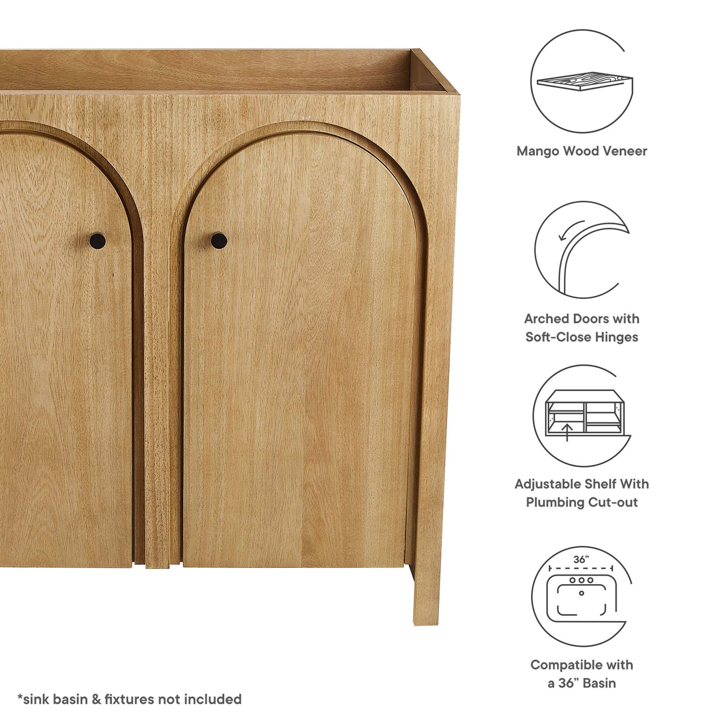 Appia 36" Bathroom Vanity Cabinet (Sink Basin Not Included) by Furniture For America