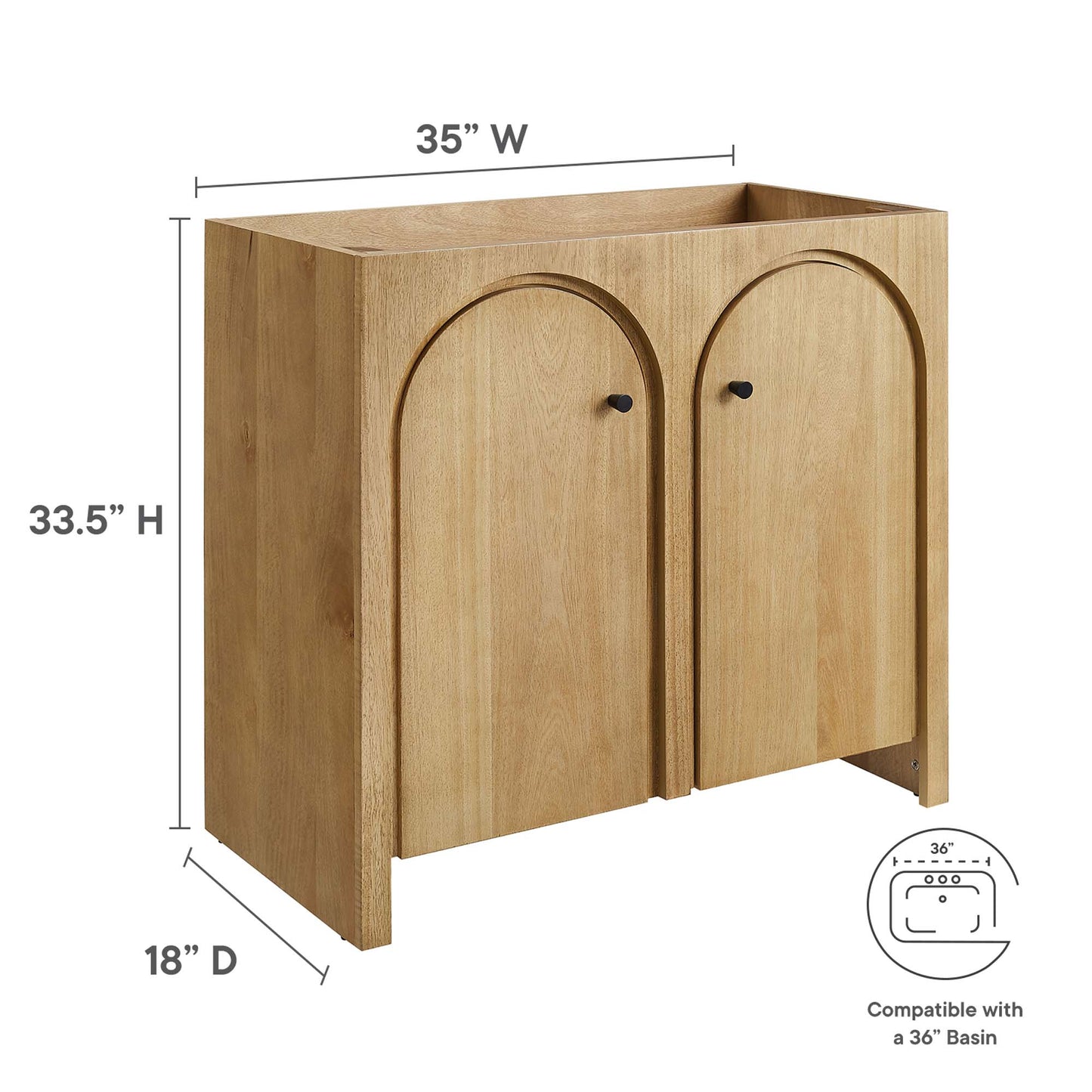 Appia 36" Bathroom Vanity Cabinet (Sink Basin Not Included) by Furniture For America