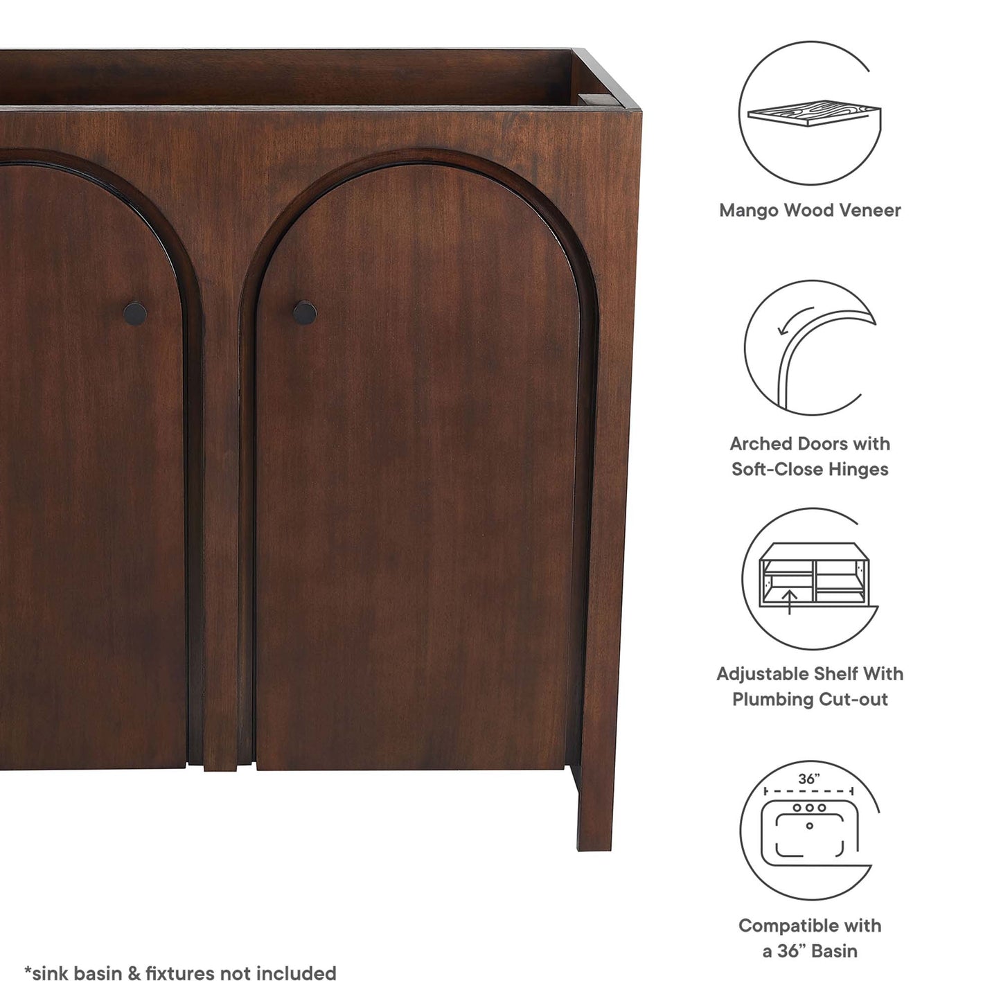Appia 36" Bathroom Vanity Cabinet (Sink Basin Not Included) by Furniture For America