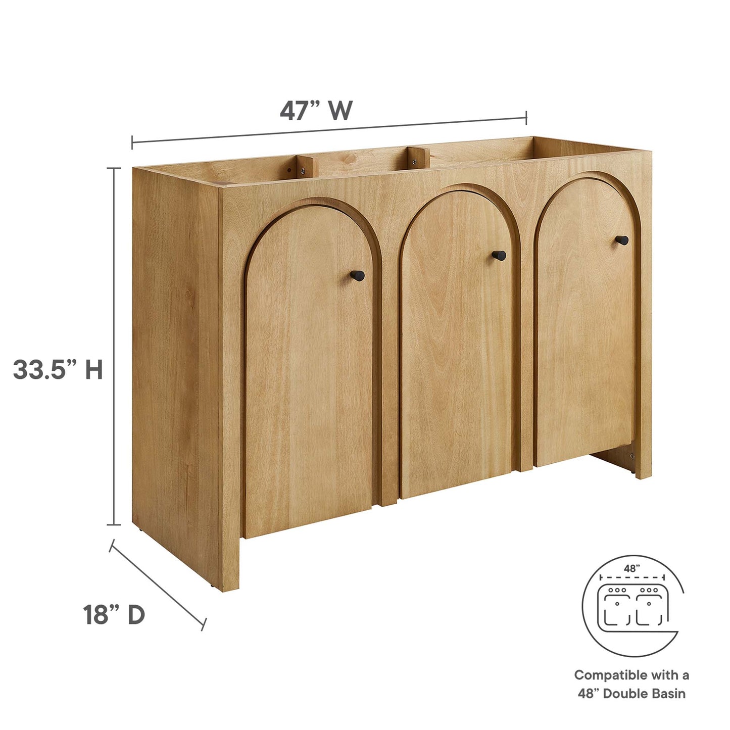 Appia 48" Bathroom Vanity Cabinet (Sink Basin Not Included) by Furniture For America