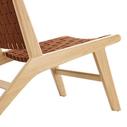 Saoirse Leather Wood Accent Lounge Chair by Furniture for America