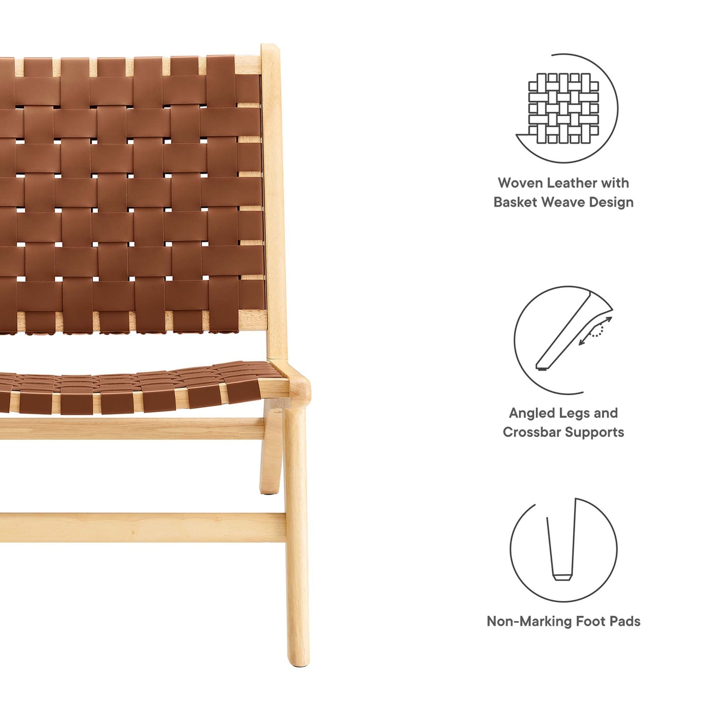 Saoirse Leather Wood Accent Lounge Chair by Furniture for America