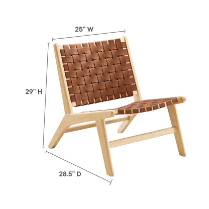 Saoirse Leather Wood Accent Lounge Chair by Furniture for America