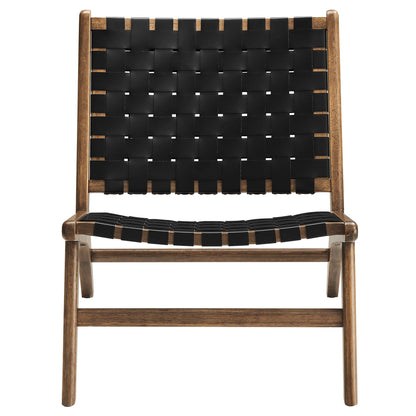 Saoirse Leather Wood Accent Lounge Chair by Furniture for America