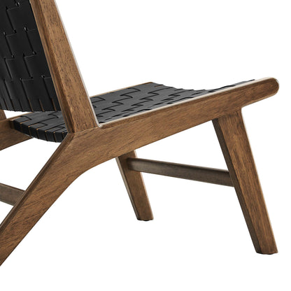 Saoirse Leather Wood Accent Lounge Chair by Furniture for America