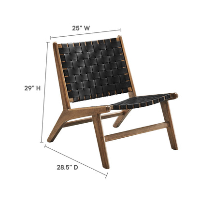 Saoirse Leather Wood Accent Lounge Chair by Furniture for America