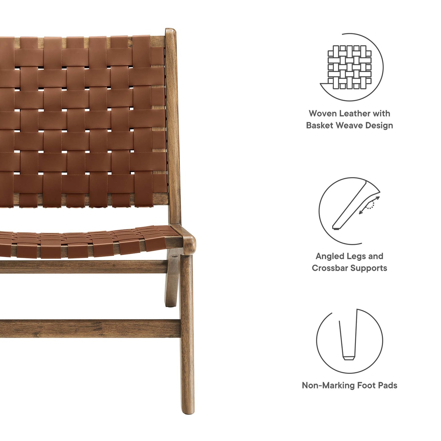 Saoirse Leather Wood Accent Lounge Chair by Furniture for America
