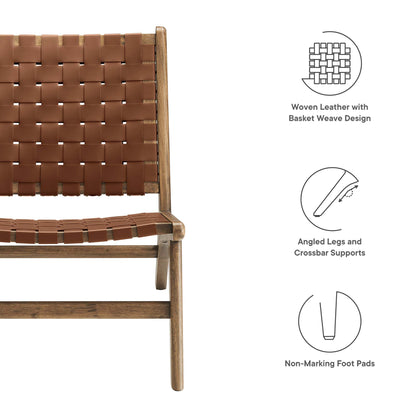 Saoirse Leather Wood Accent Lounge Chair by Furniture for America