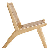 Aurora Woven Rope Wood Accent Lounge Chair in Natural Natural