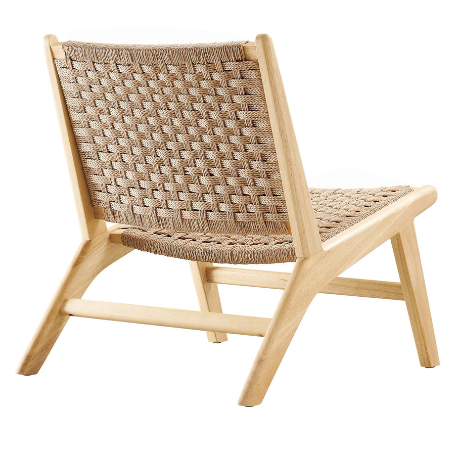 Aurora Woven Rope Wood Accent Lounge Chair in Natural Natural