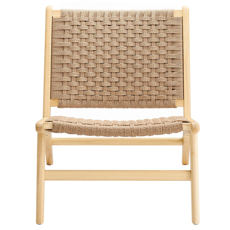 Aurora Woven Rope Wood Accent Lounge Chair in Natural Natural