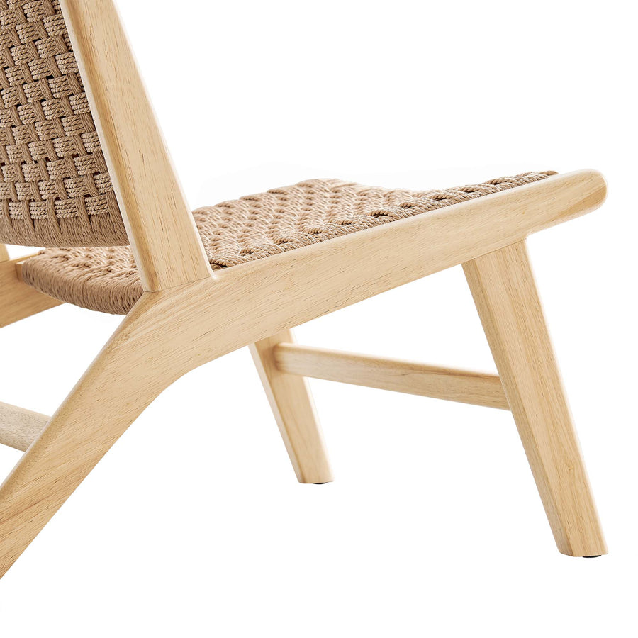 Aurora Woven Rope Wood Accent Lounge Chair in Natural Natural