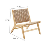 Aurora Woven Rope Wood Accent Lounge Chair in Natural Natural