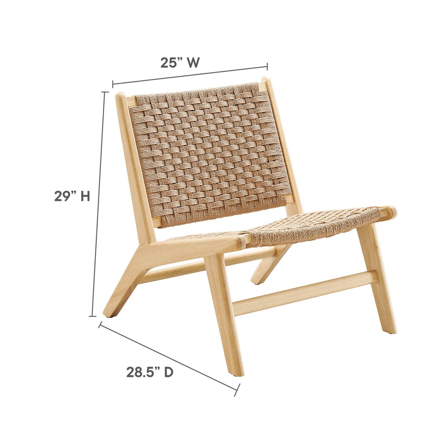 Aurora Woven Rope Wood Accent Lounge Chair in Natural Natural