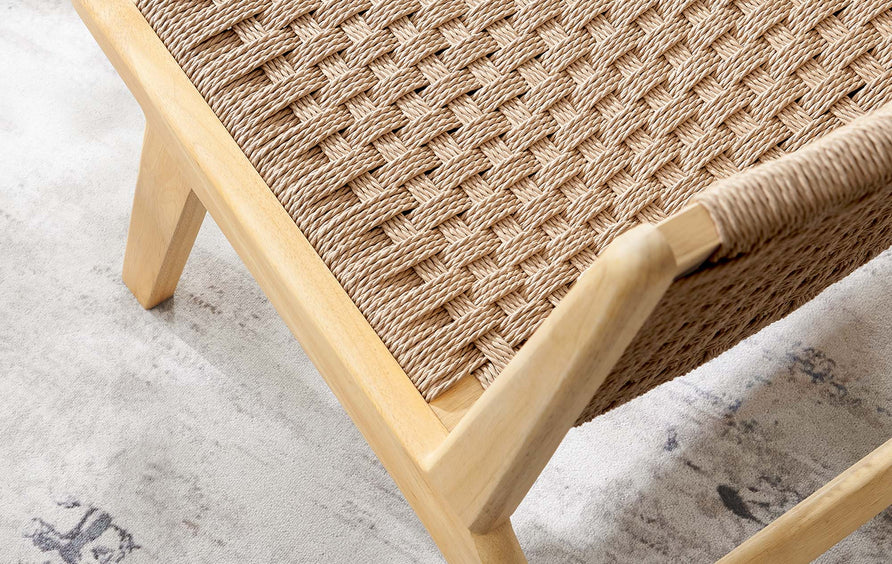 Aurora Woven Rope Wood Accent Lounge Chair in Natural Natural