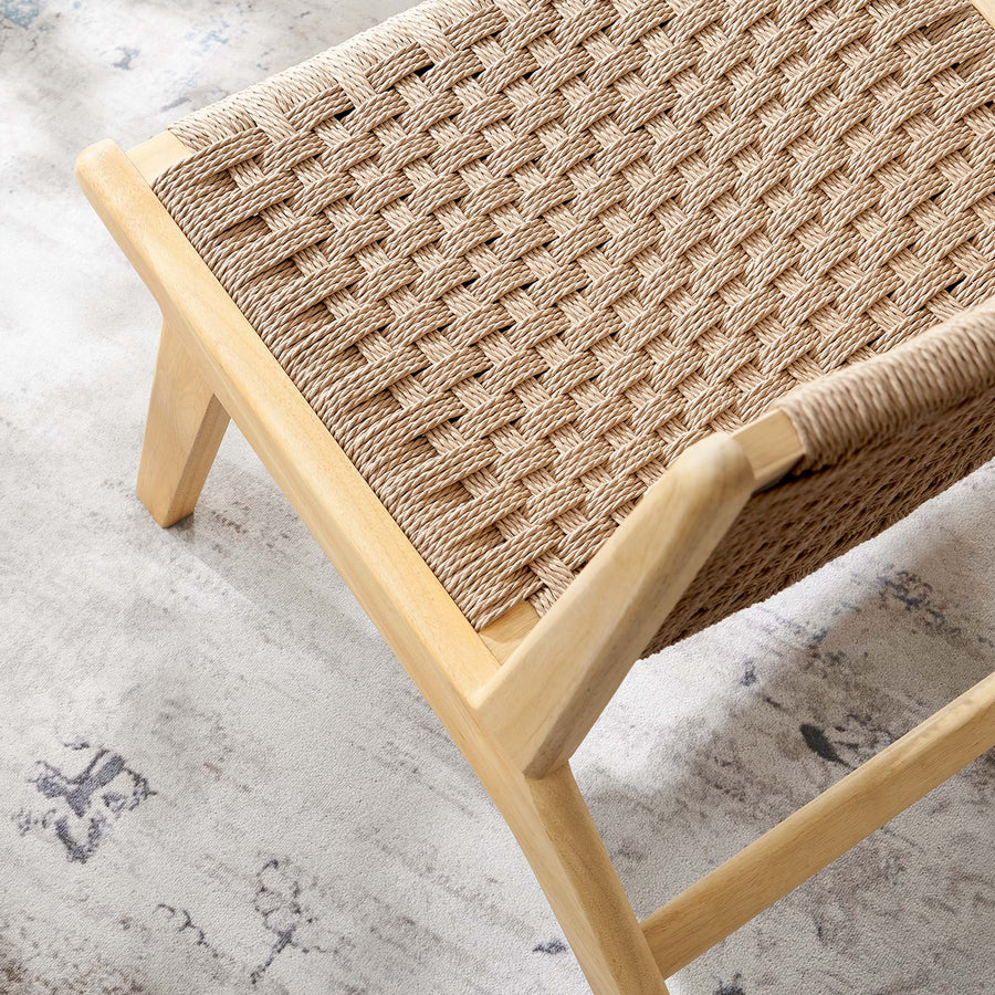 Aurora Woven Rope Wood Accent Lounge Chair in Natural Natural