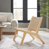 Aurora Woven Rope Wood Accent Lounge Chair in Natural Natural