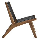 Aurora Woven Rope Wood Accent Lounge Chair in Walnut Black