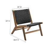 Aurora Woven Rope Wood Accent Lounge Chair in Walnut Black