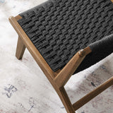Aurora Woven Rope Wood Accent Lounge Chair in Walnut Black