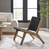 Aurora Woven Rope Wood Accent Lounge Chair in Walnut Black