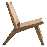 Aurora Woven Rope Wood Accent Lounge Chair in Walnut Natural