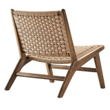 Aurora Woven Rope Wood Accent Lounge Chair in Walnut Natural