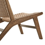 Aurora Woven Rope Wood Accent Lounge Chair in Walnut Natural