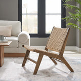 Aurora Woven Rope Wood Accent Lounge Chair in Walnut Natural