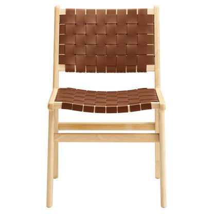 Saoirse Leather Wood Dining Side Chair Set of 2 by Furniture for America