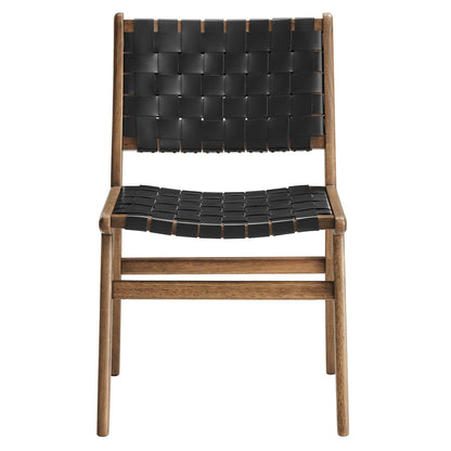 Saoirse Leather Wood Dining Side Chair Set of 2 by Furniture for America