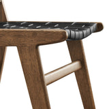 Aurora Leather Wood Dining Side Chair Set of 2 in Walnut Black