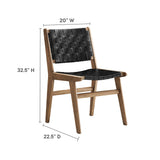 Aurora Leather Wood Dining Side Chair Set of 2 in Walnut Black