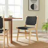 Aurora Woven Rope Wood Dining Side Chair Set of 2 in Natural Black