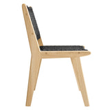 Aurora Woven Rope Wood Dining Side Chair Set of 2 in Natural Black