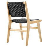 Aurora Woven Rope Wood Dining Side Chair Set of 2 in Natural Black
