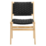 Aurora Woven Rope Wood Dining Side Chair Set of 2 in Natural Black