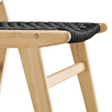 Aurora Woven Rope Wood Dining Side Chair Set of 2 in Natural Black