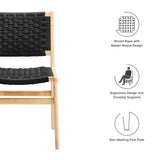 Aurora Woven Rope Wood Dining Side Chair Set of 2 in Natural Black