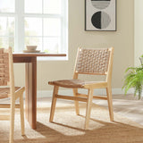 Aurora Woven Rope Wood Dining Side Chair Set of 2 in Natural Natural
