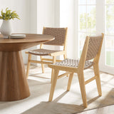 Aurora Woven Rope Wood Dining Side Chair Set of 2 in Natural Natural