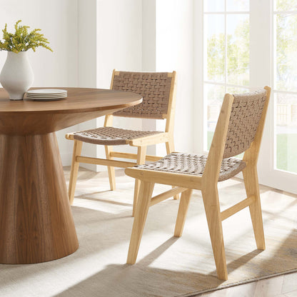 Saoirse Woven Rope Wood Dining Side Chair Set of 2 by Furniture for America