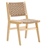 Aurora Woven Rope Wood Dining Side Chair Set of 2 in Natural Natural