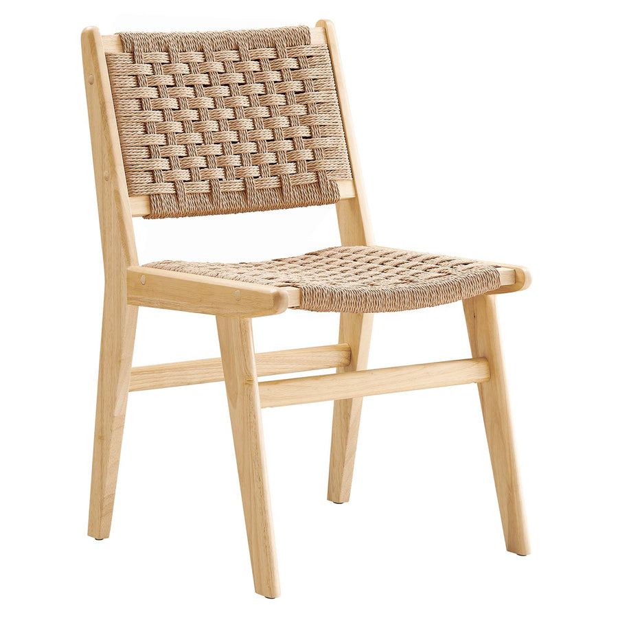 Aurora Woven Rope Wood Dining Side Chair Set of 2 in Natural Natural