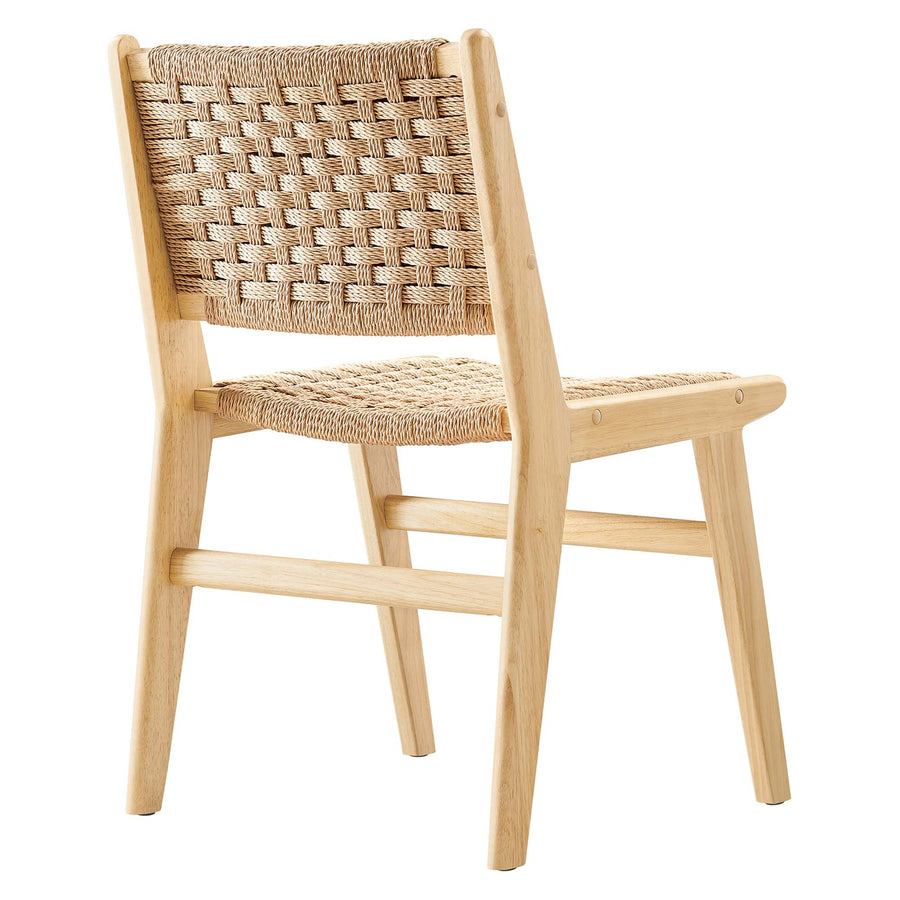 Aurora Woven Rope Wood Dining Side Chair Set of 2 in Natural Natural